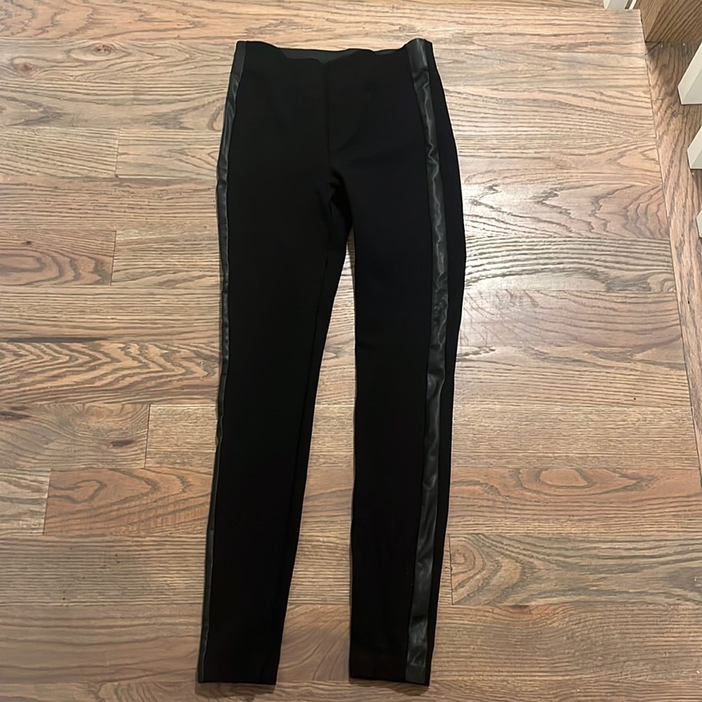 Zara Faux Leather Trimmed Leggings XS EUC